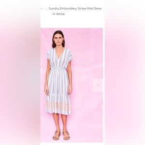 Sundry Embroidery stripe midi dress. Size 1 (small) Can fit up to large. NWOT.